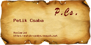 Petik Csaba névjegykártya